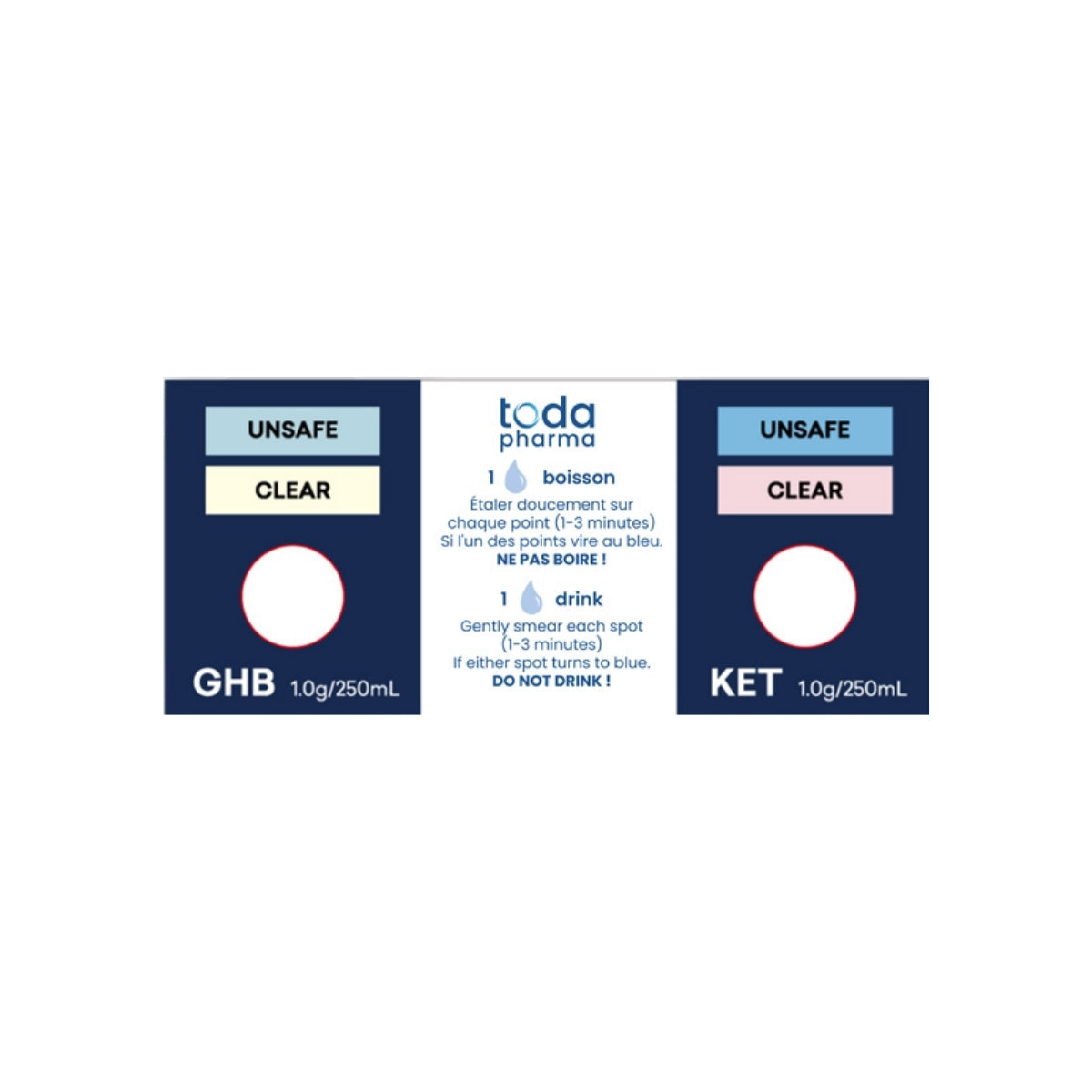 Carte test boisson GHB Kétamine Toda Pharma innovation française prévention soumission chimique spiking drogue verre