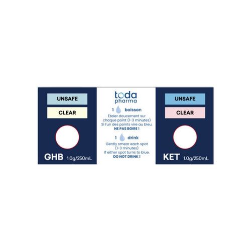 Carte test boisson GHB Kétamine Toda Pharma innovation française prévention soumission chimique spiking drogue verre